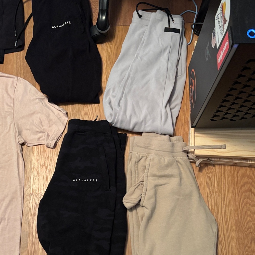 Alphalete Black, Gray, and Tan Apparel Collection